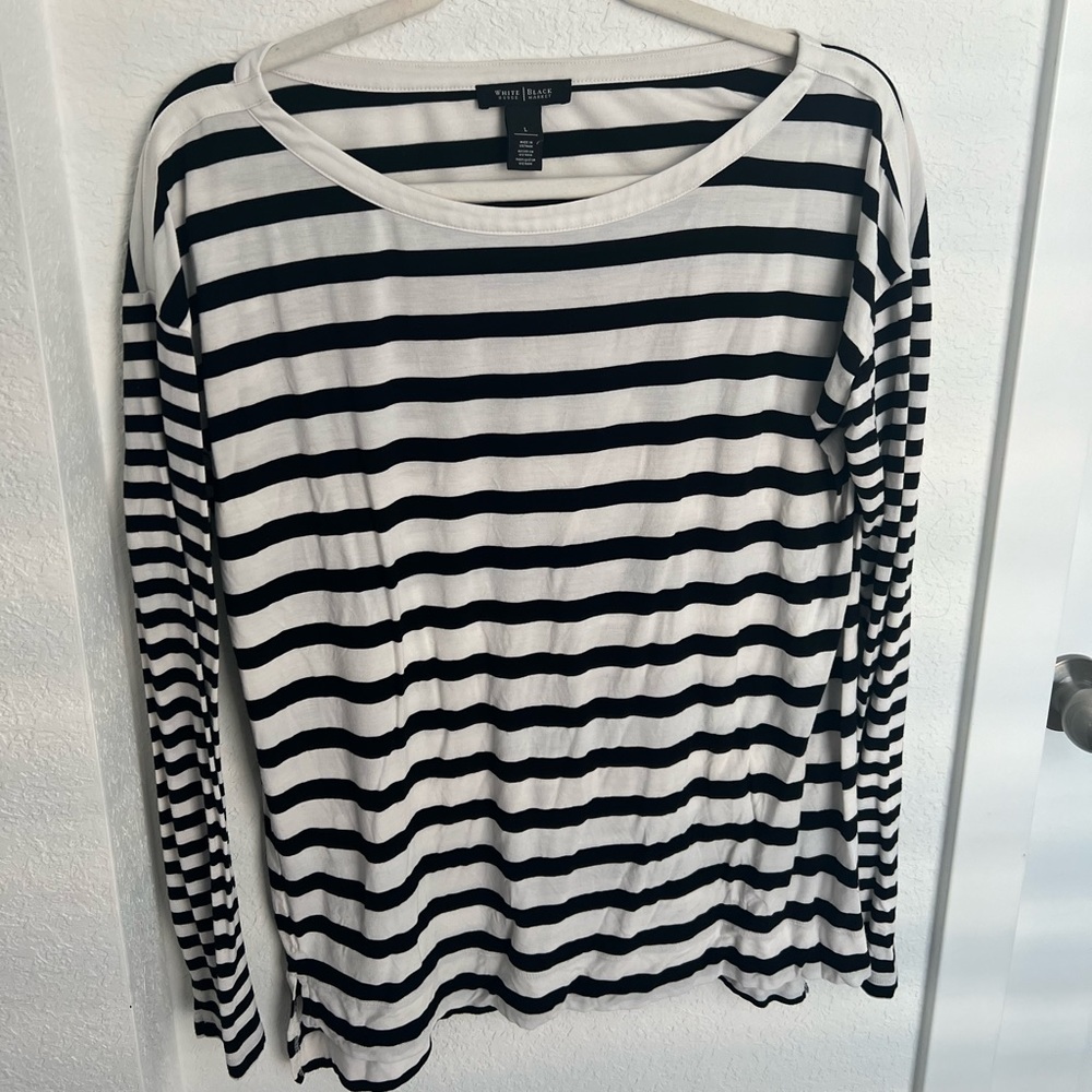 WHBM Black and White Long Sleeved Tee